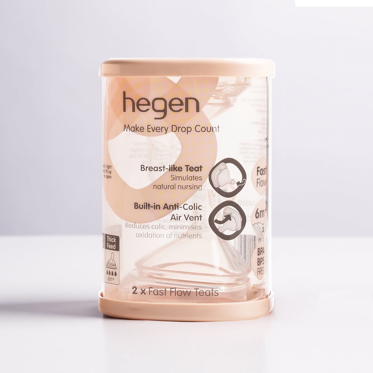 Hegen Teat Fast Flow, 2-Pack (6 months and beyond)