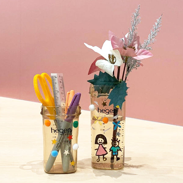 Earth Day Craft using upcycled Hegen bottles